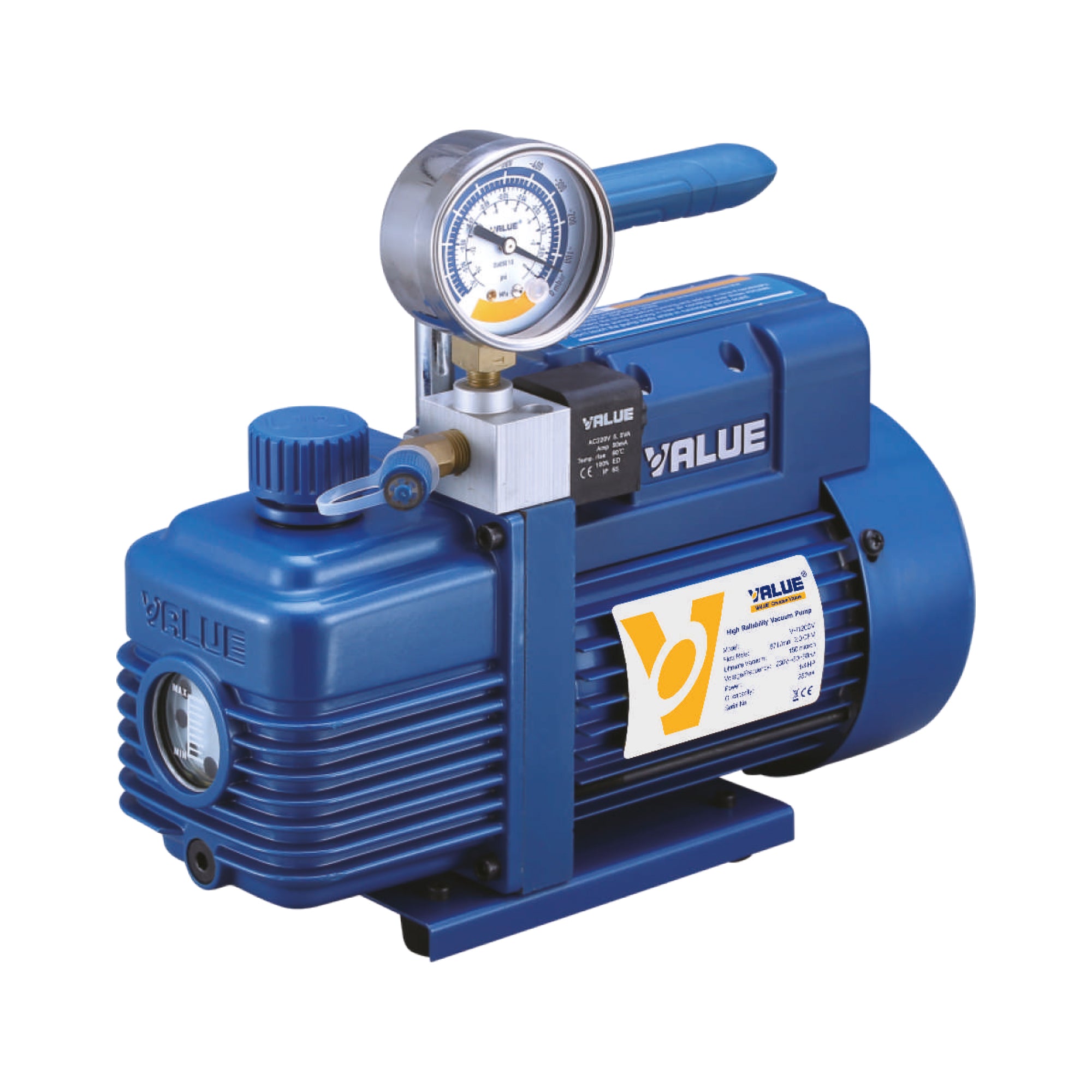 Bomba De Vacío Value 6cfm Con Vacuómetro y Solenoide 110v